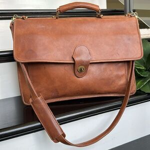 Vintage Genuine Leather Satchel Briefcase Messenger Bag unisex Shoulder Tote